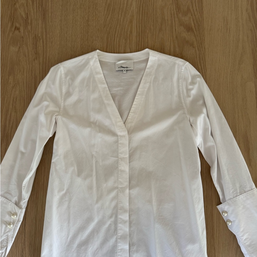 Phillip Lim V-Neck Blouse with Button Cuffs
